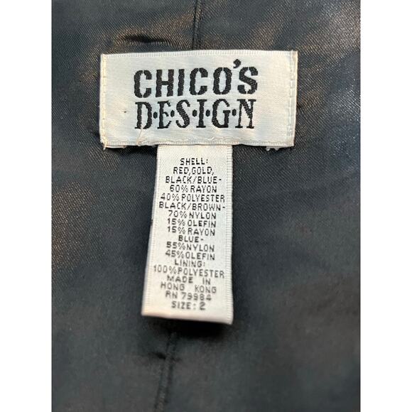 VTG Chico's Designs Vest Large Satin Patchwork Asian Inspired Floral 80s 90s - Picture 6 of 6